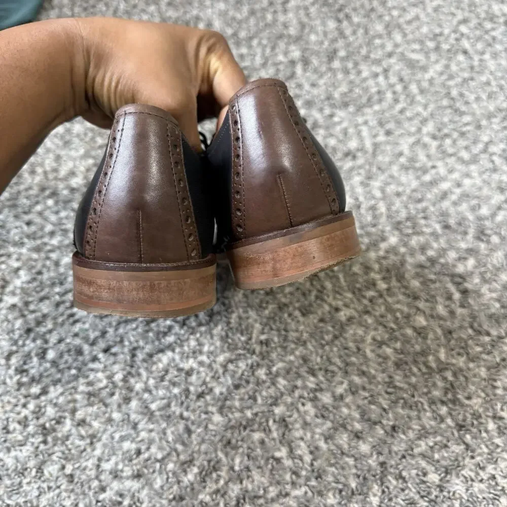 Cole Haan Carter Saddle Oxford Men's Size 9 M Wingtip Derby Shoes Black Brown